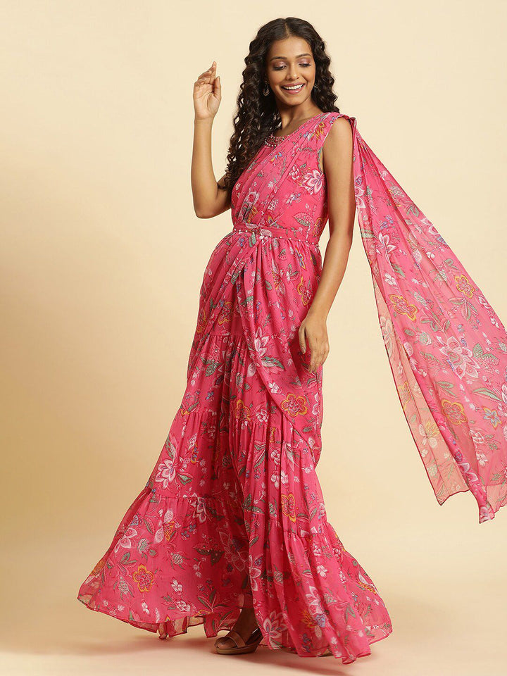 W Floral Printed Ethnic Maxi Dress