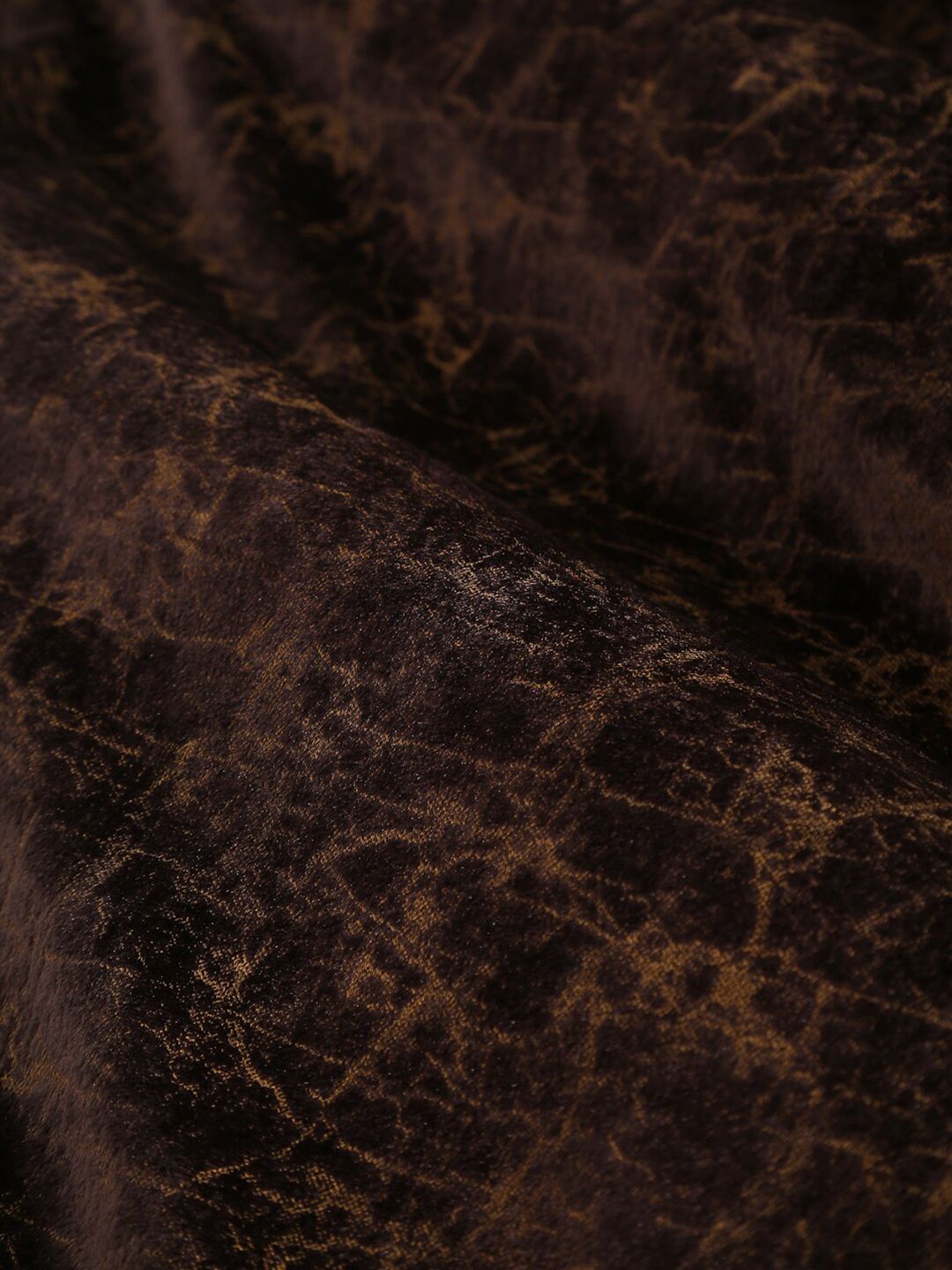 Cortina Brown Set of 2 Abstract Room Darkening Velvet Window Curtains