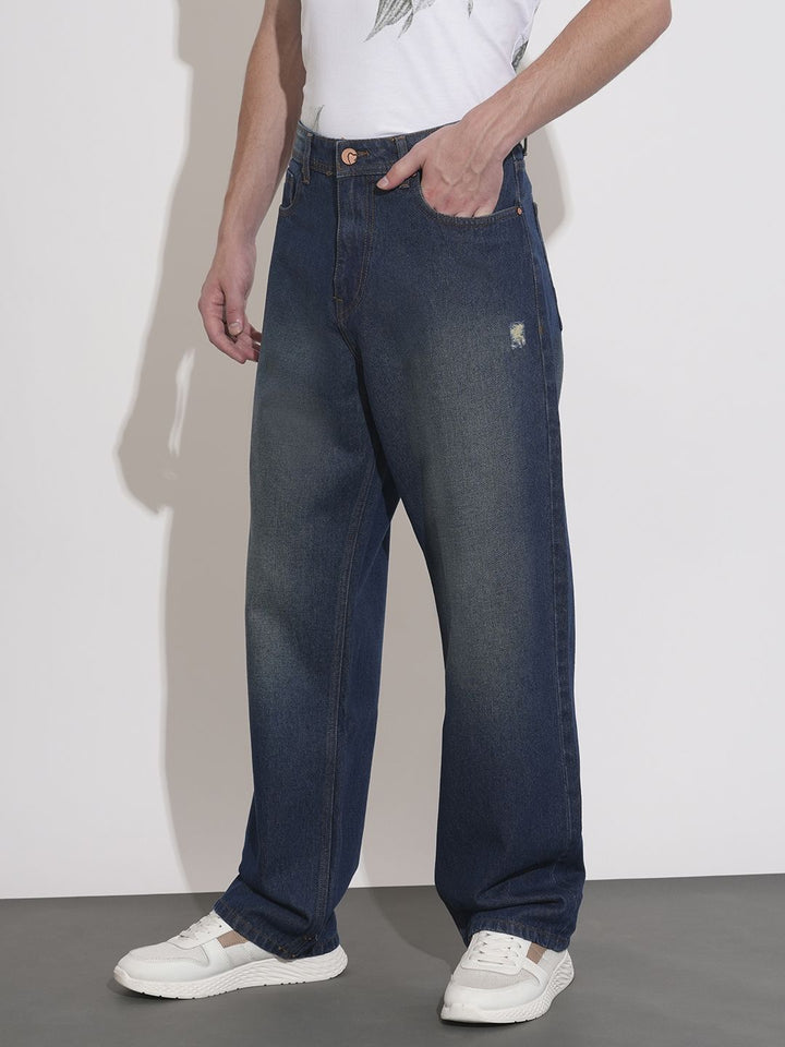 Being Human Men Anti Fit Mildly Distressed Heavy Fade Pure Cotton Jeans