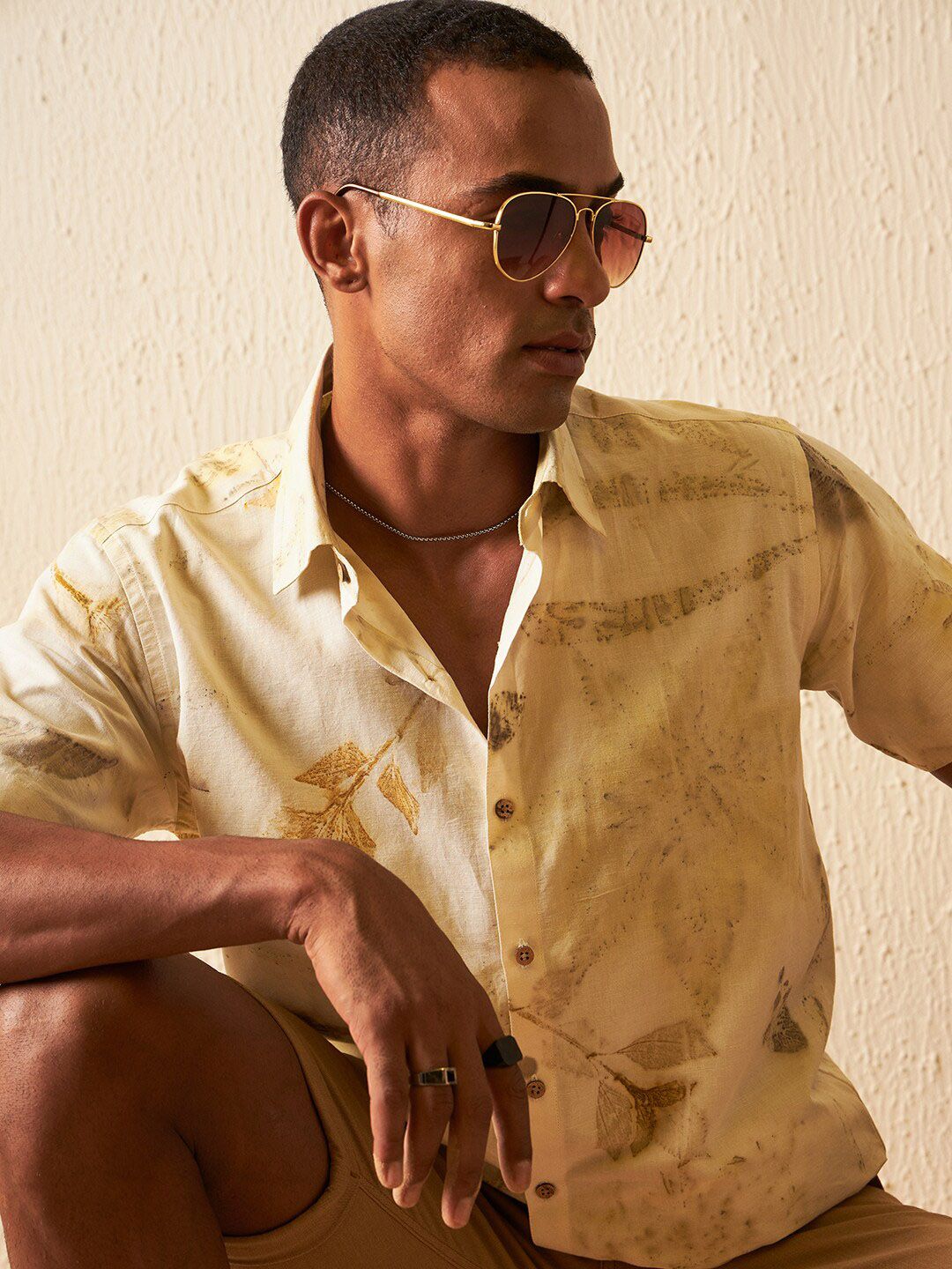 DENNISON Smart Fit Floral Printed Casual Hemp Shirt