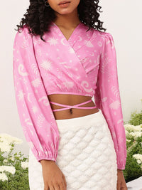 DressBerry Mythical Muse Satin Wrap Crop Top