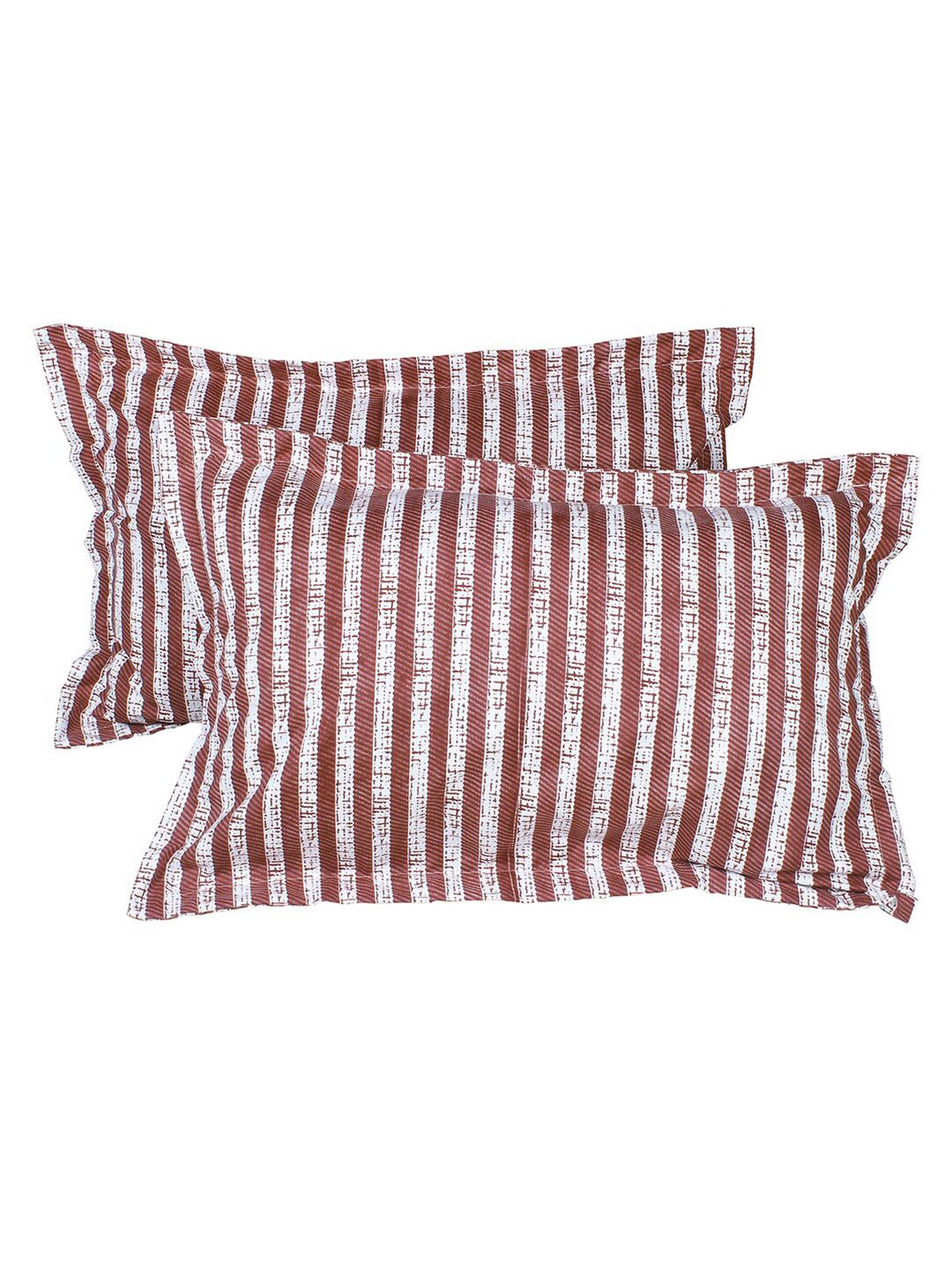 Story@home Maroon & White Striped 180 TC Queen Bedsheet with 2 Pillow Covers