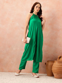 all about you Halter Neck High Slit Kurta with Trousers
