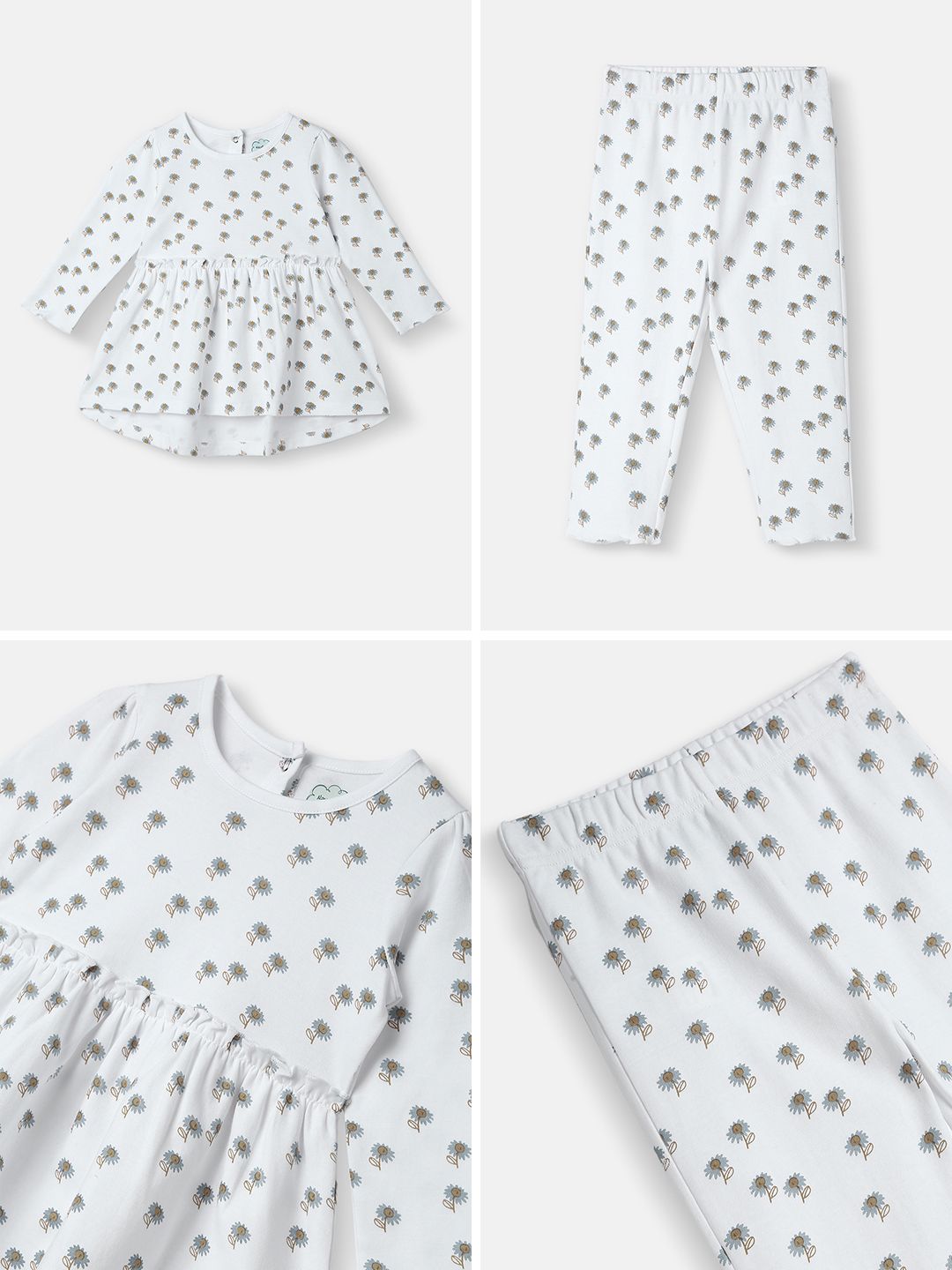 Nauti Nati Girls Printed Long Sleeves Pure Cotton Top With Trousers