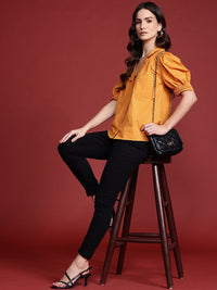 all about you Puff Sleeve Top with Lapel Collar