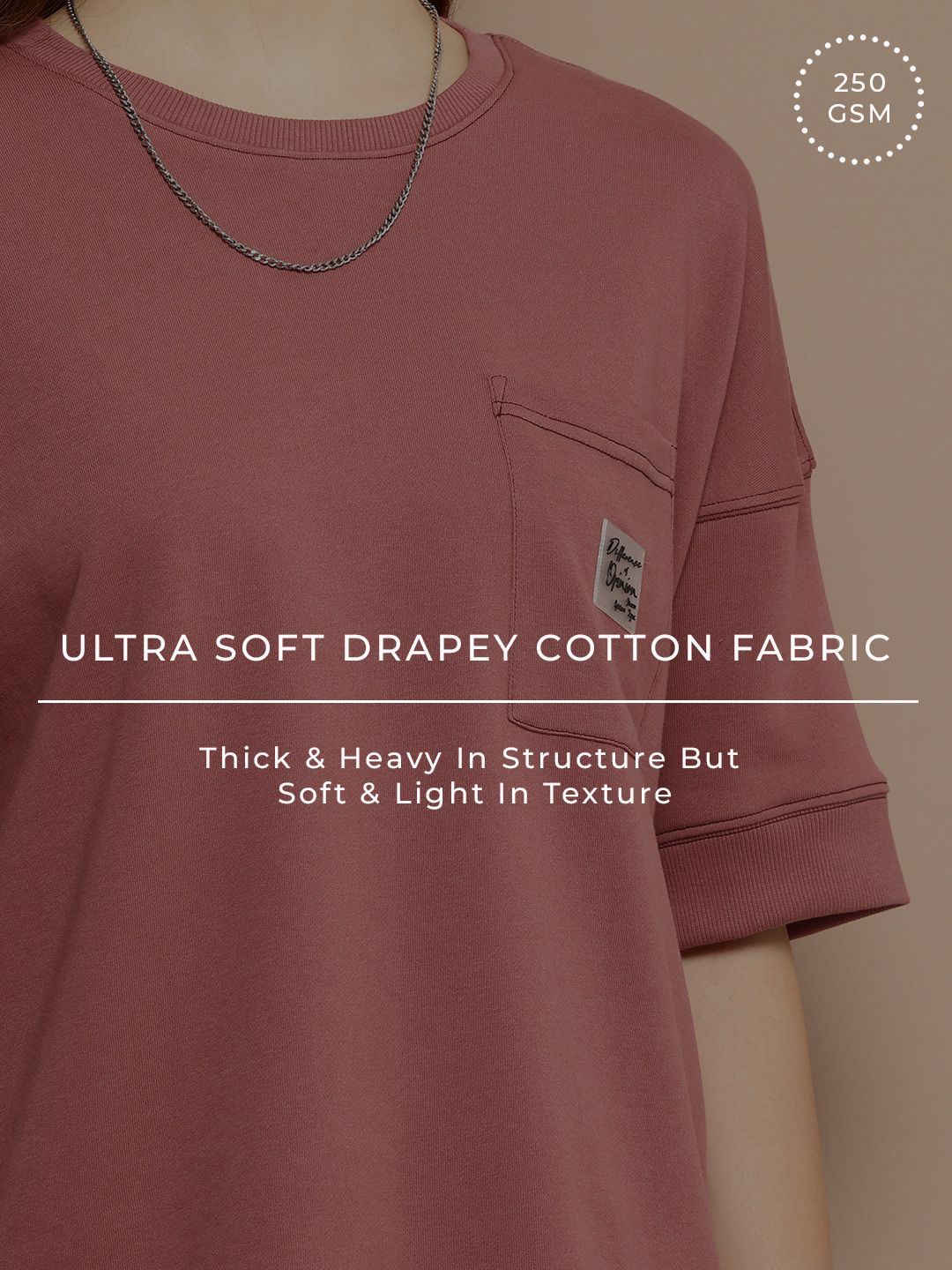 Difference of Opinion Women Oversized Drop Shoulder Ultra Soft Drapey Cotton T-Shirt