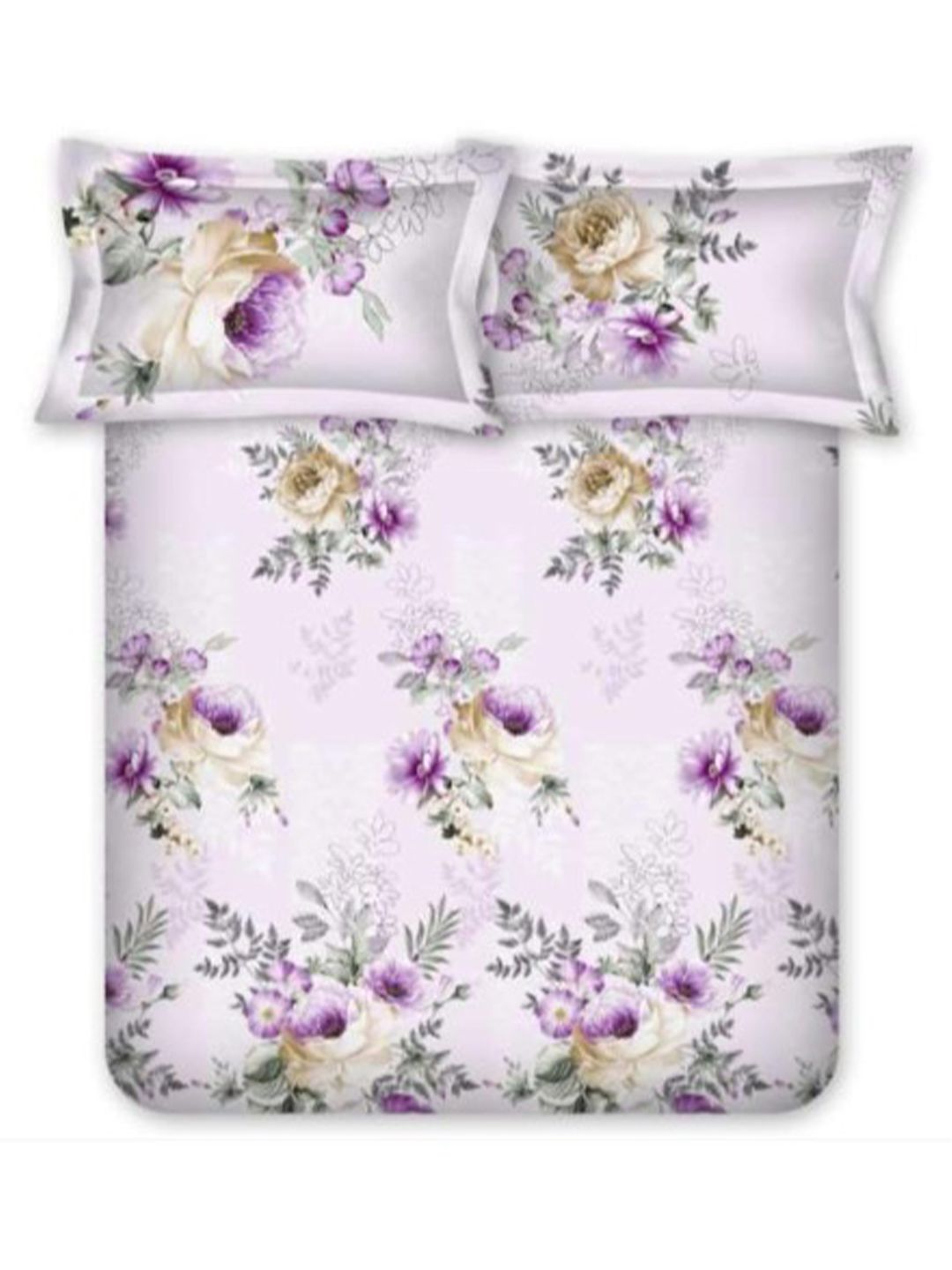 BOMBAY DYEING Blooming Muse Purple Floral Cotton 144 TC King Bedsheet Set 2.74 x 2.74 m