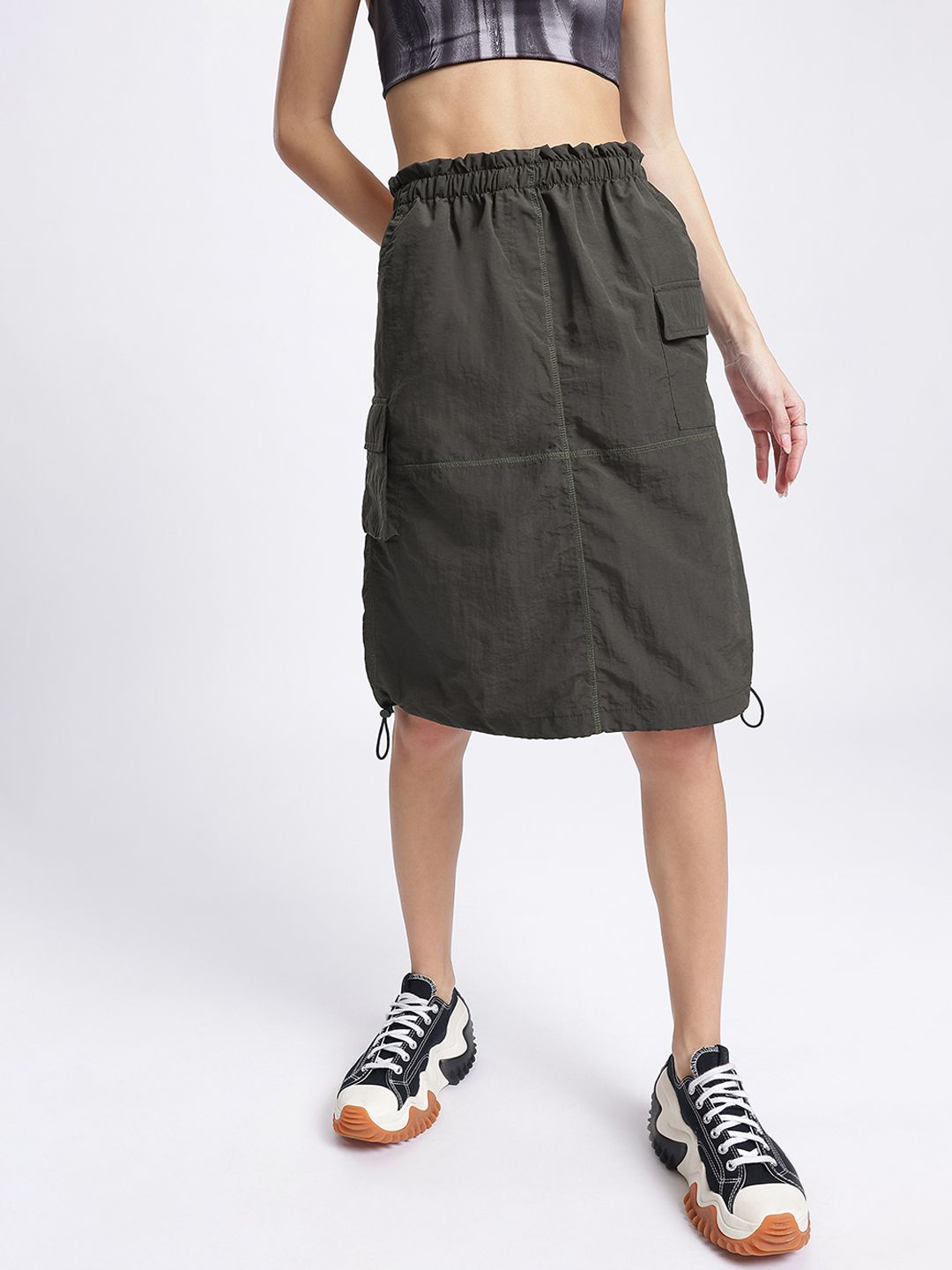 DressBerry Urban Edge Straight Skirt with Toggled Hem