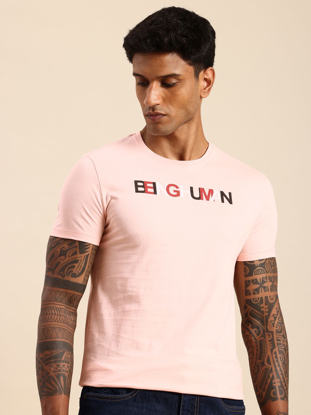 Being Human Brand Logo Printed Pure Cotton T-shirt