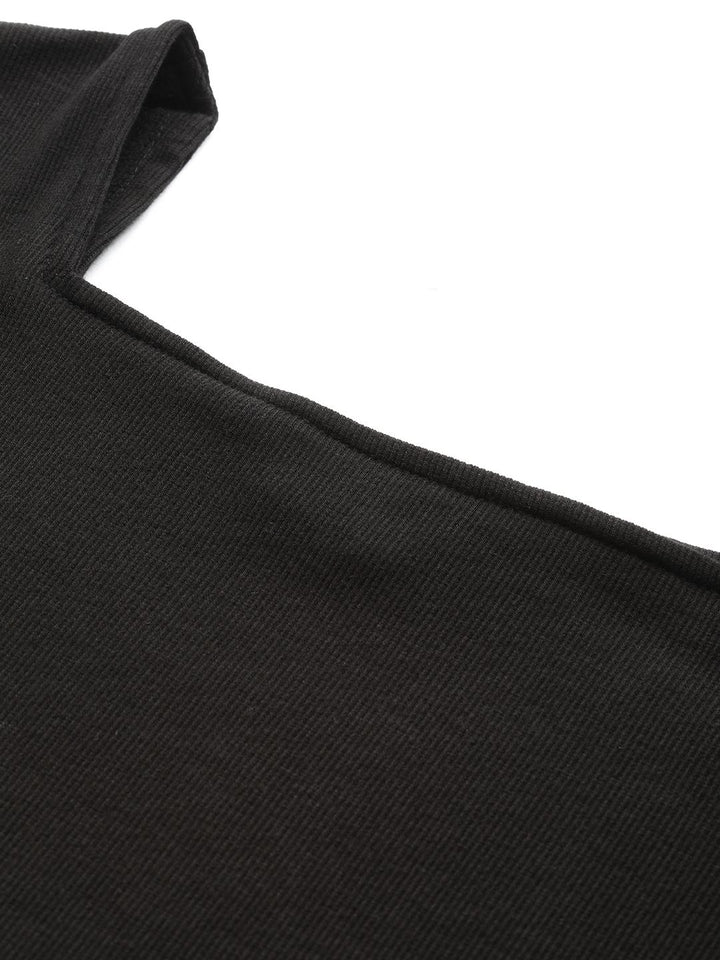 all about you Women Black Solid Square Neck Top