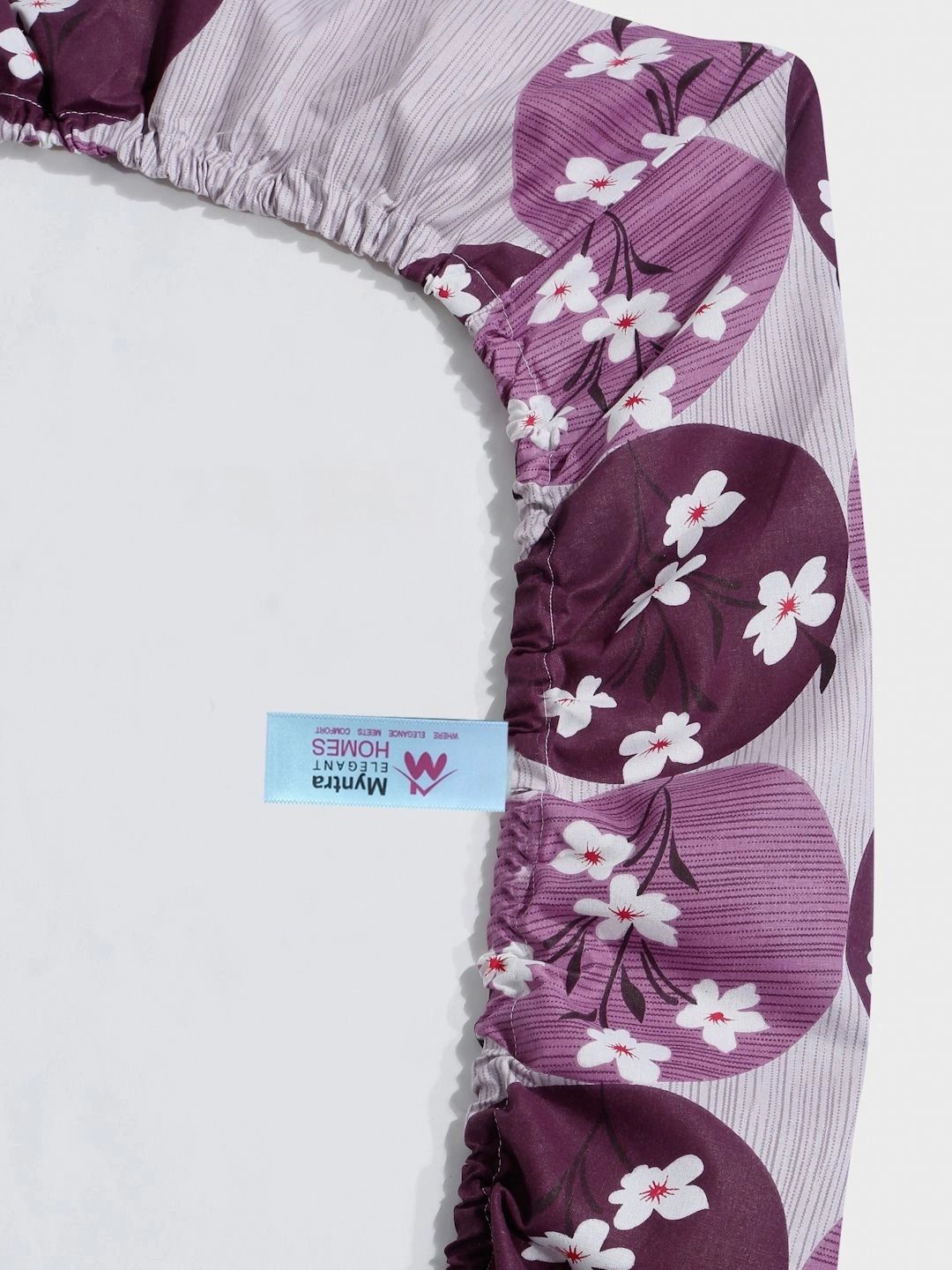 Myntra Elegant Homes Purple Floral 400 TC Single Bedsheet with 1 Pillow Covers