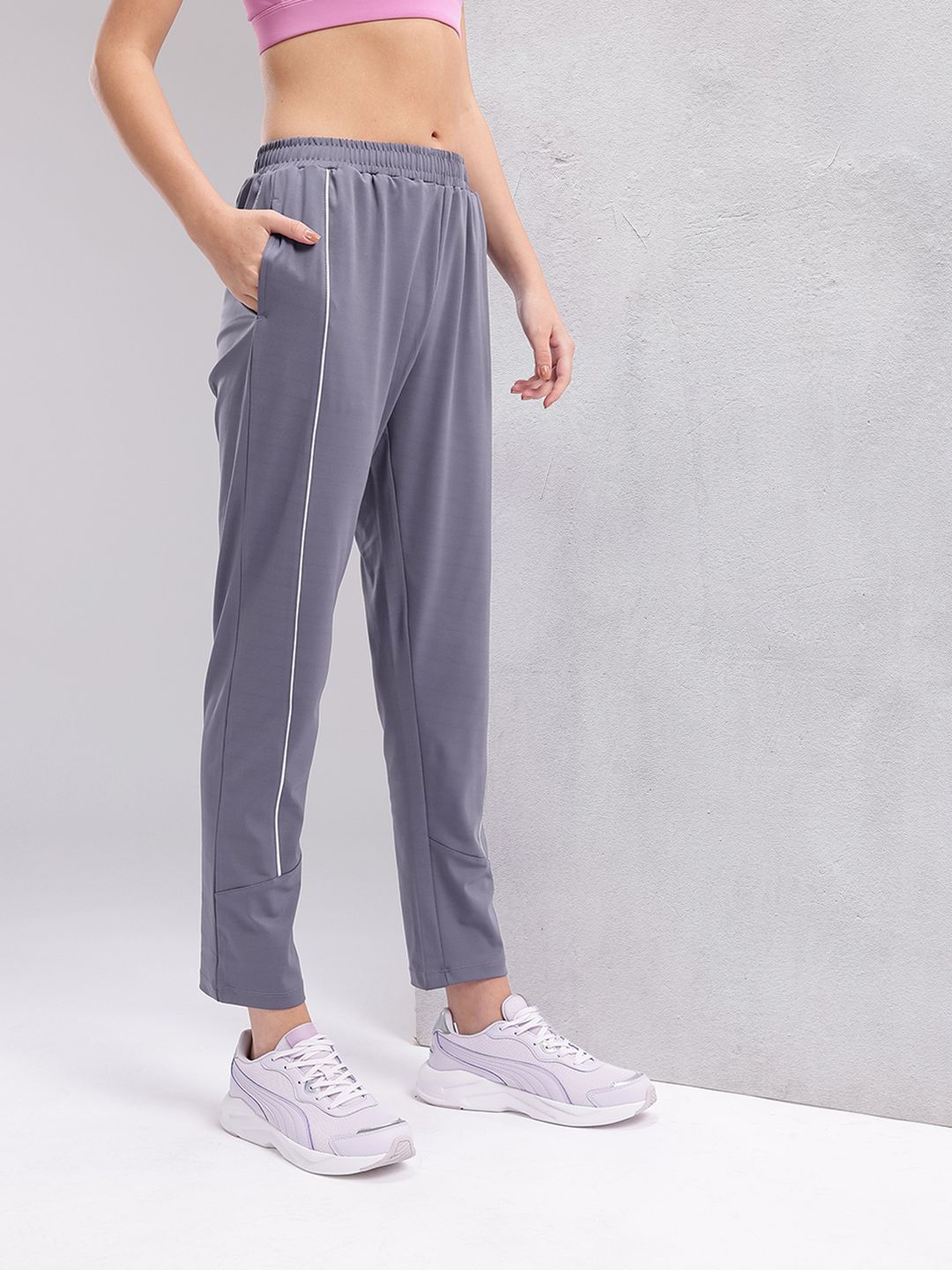 HRX by Hrithik Roshan Women Contrast Piping Rapid-Dry Training Track Pants