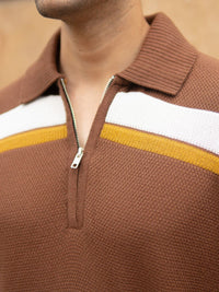 Powerlook SS25 Striped Polo Collar Polo Collar Pure Cotton T-Shirt