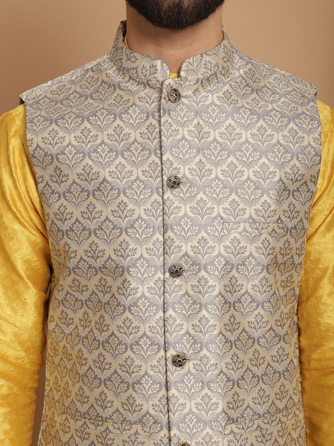 Anouk Embroidered Straight Jacquard Silk Regular Kurta with Churidar