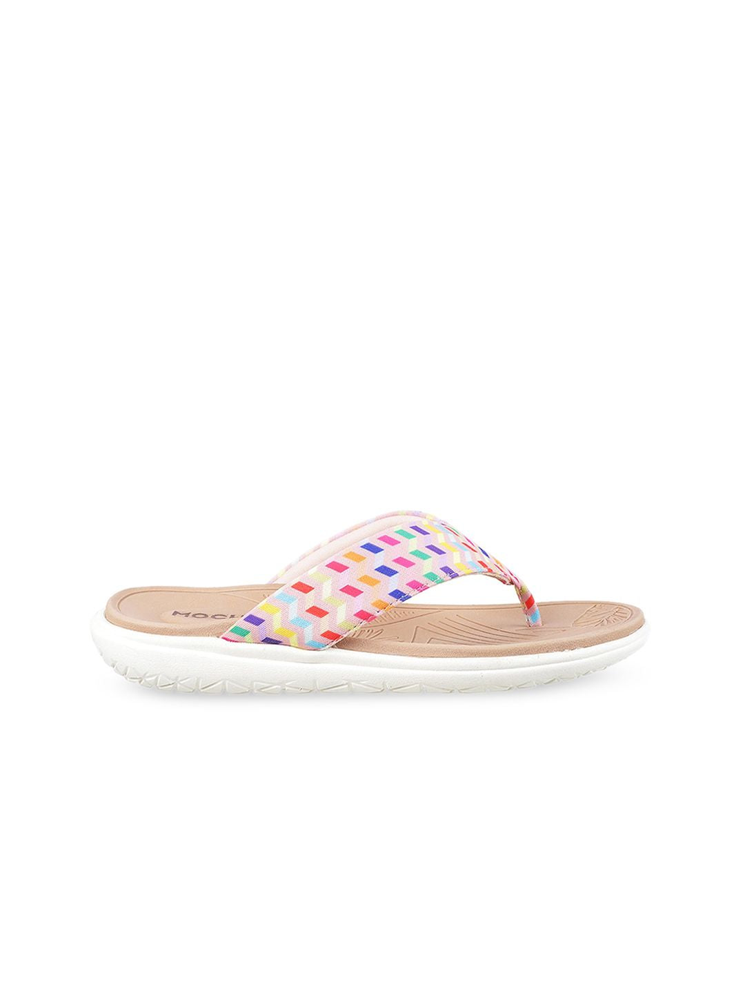 Mochi Women Beige Printed Open Toe Flats