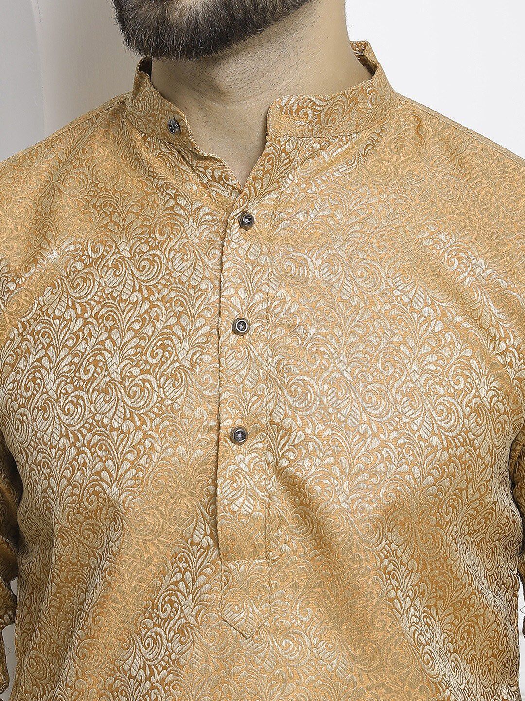 SOJANYA Ethnic Motifs Woven Design Mandarin Collar Jacquard Kurta