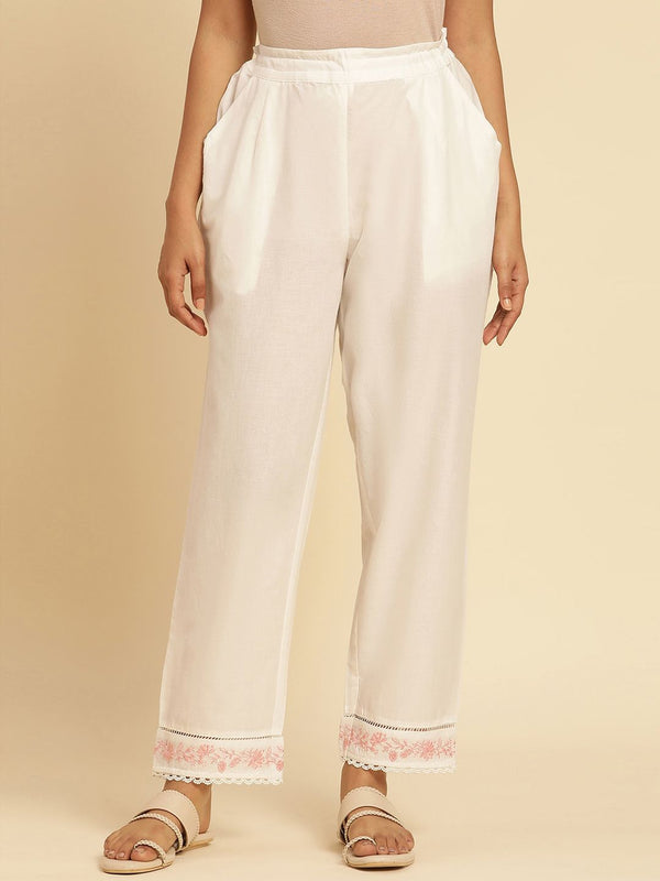 W Women Straight Fit Pure Cotton Ethnic Trousers