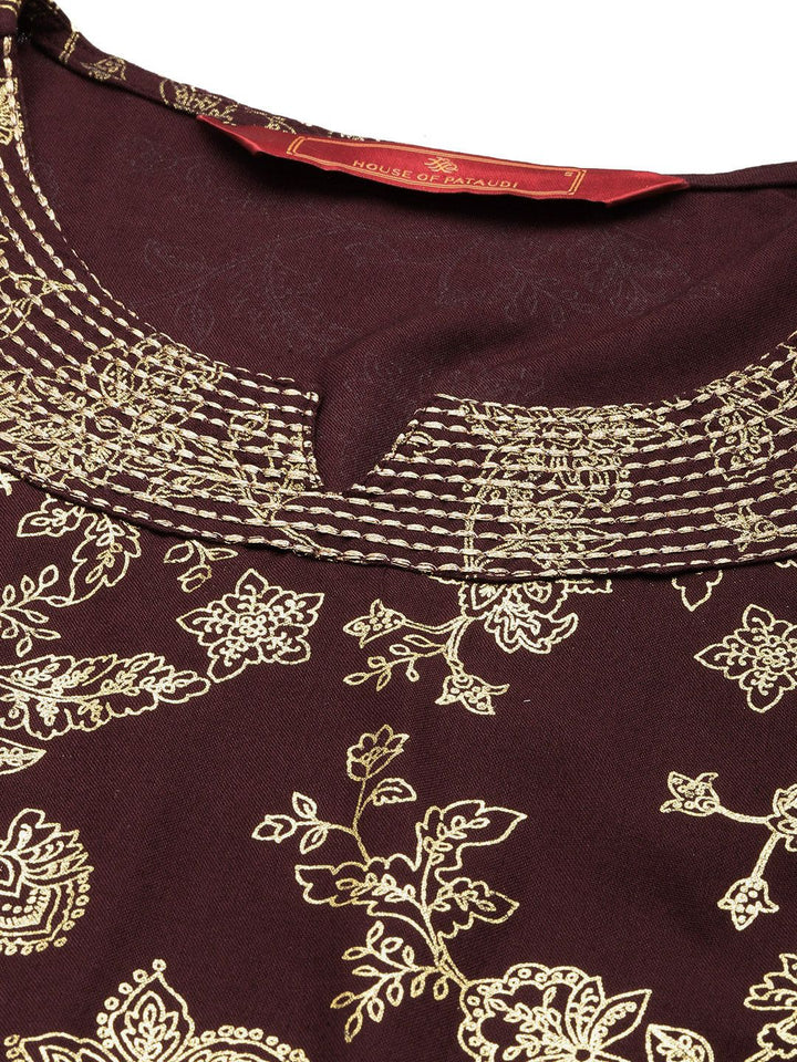 House of Pataudi Floral Printed Thread Work Detail Jashn Kurta