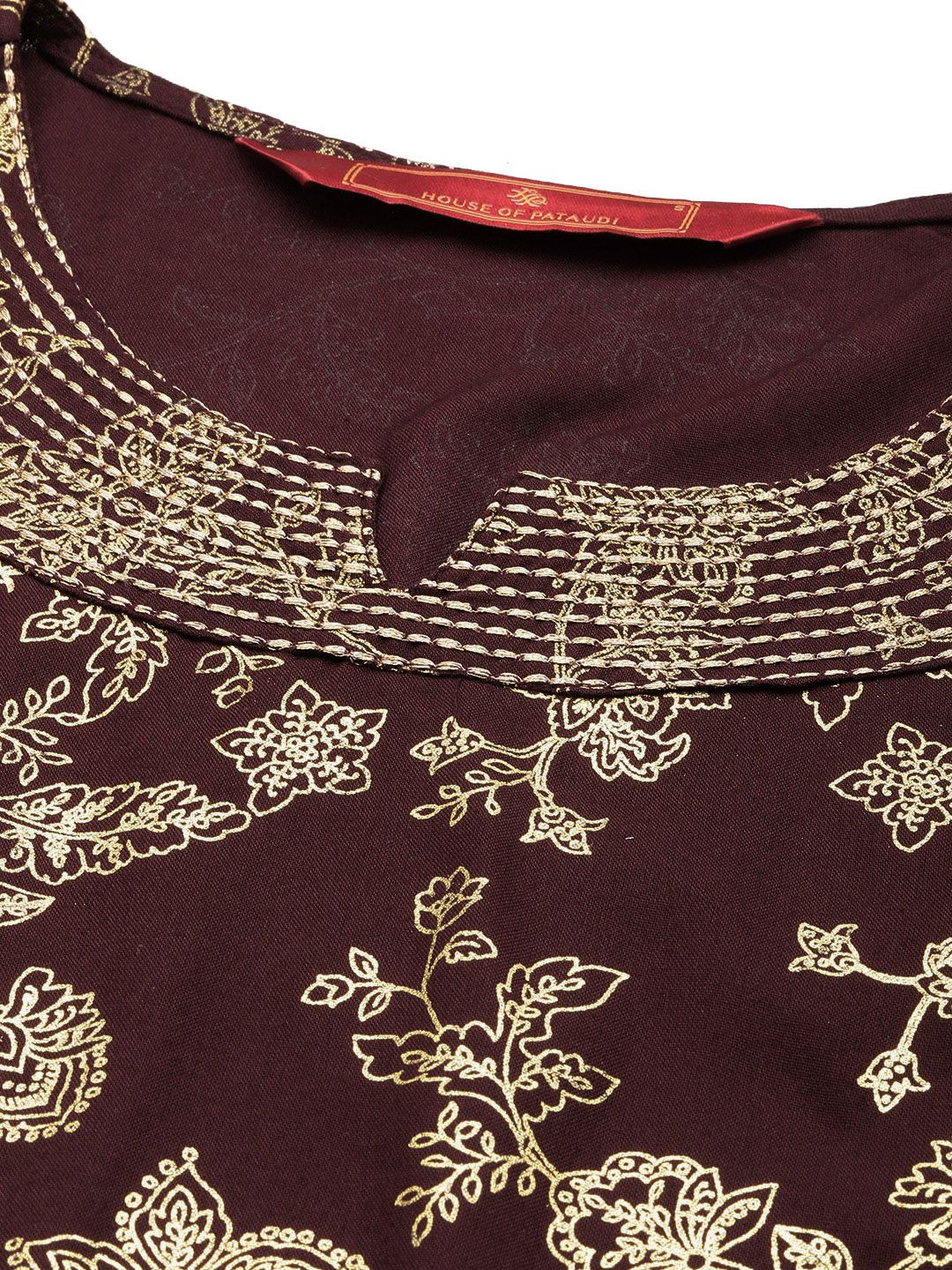 House of Pataudi Floral Printed Thread Work Detail Jashn Kurta