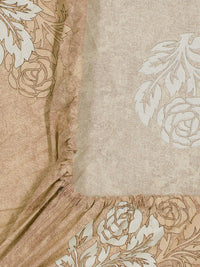 KLOTTHE Beige Floral Printed Dilengkapi 400 TC Kapas Cadar King & 2 Sarung Bantal