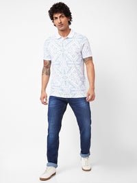 SPYKAR Geometric Printed Polo Collar Slim Fit T-shirt