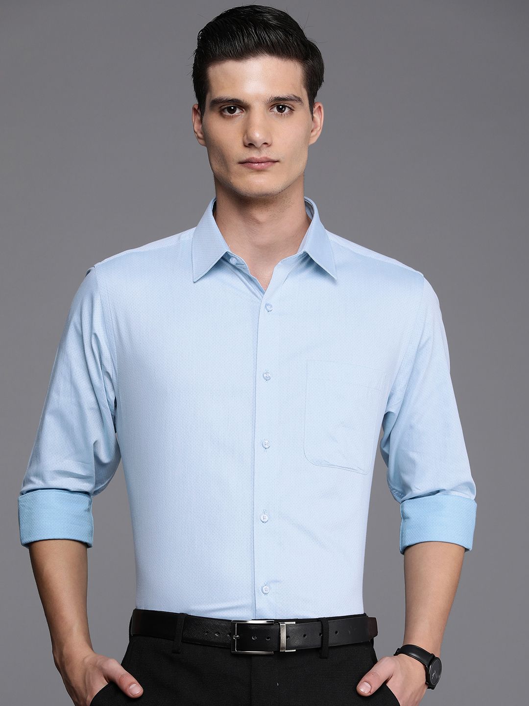 Raymond Self Design Slim Fit Pure Cotton Formal Shirt