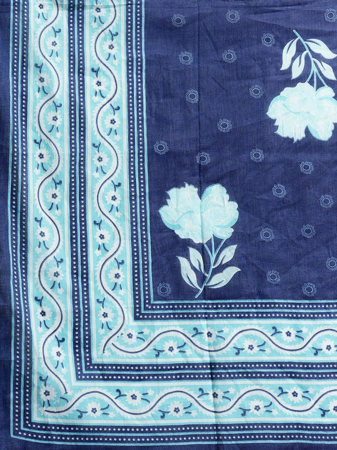 Indo Era Floral Printed Pure Cotton Kurta With Trousers & Dupatta
