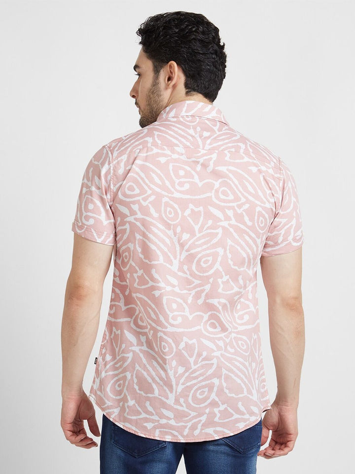 SPYKAR Classic Abstract Printed Spread Collar Opaque Cotton Casual Shirt