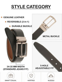 Teakwood Leathers Men Textured Leather Reversible Formal Belt