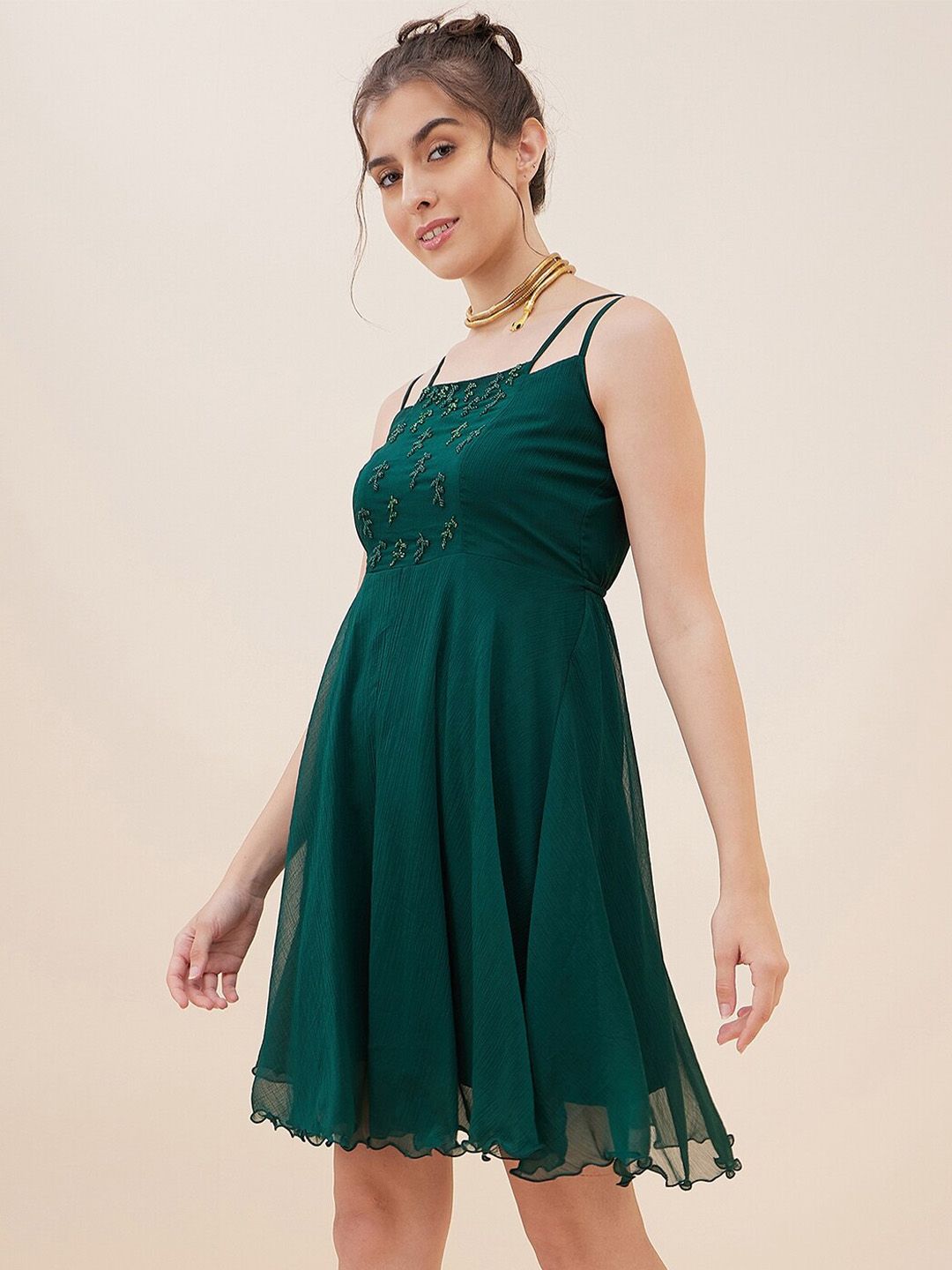 Antheaa Embellished Fit & Flare Dress