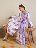 Indo Era V-Neck Floral Printed Panelled Pure Cotton Kurta Set