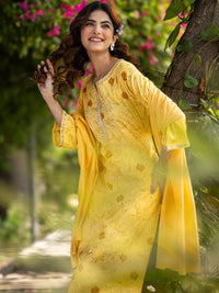 Libas Women Floral Printed Regular Sequinned Kurta with Salwar & With Dupatta