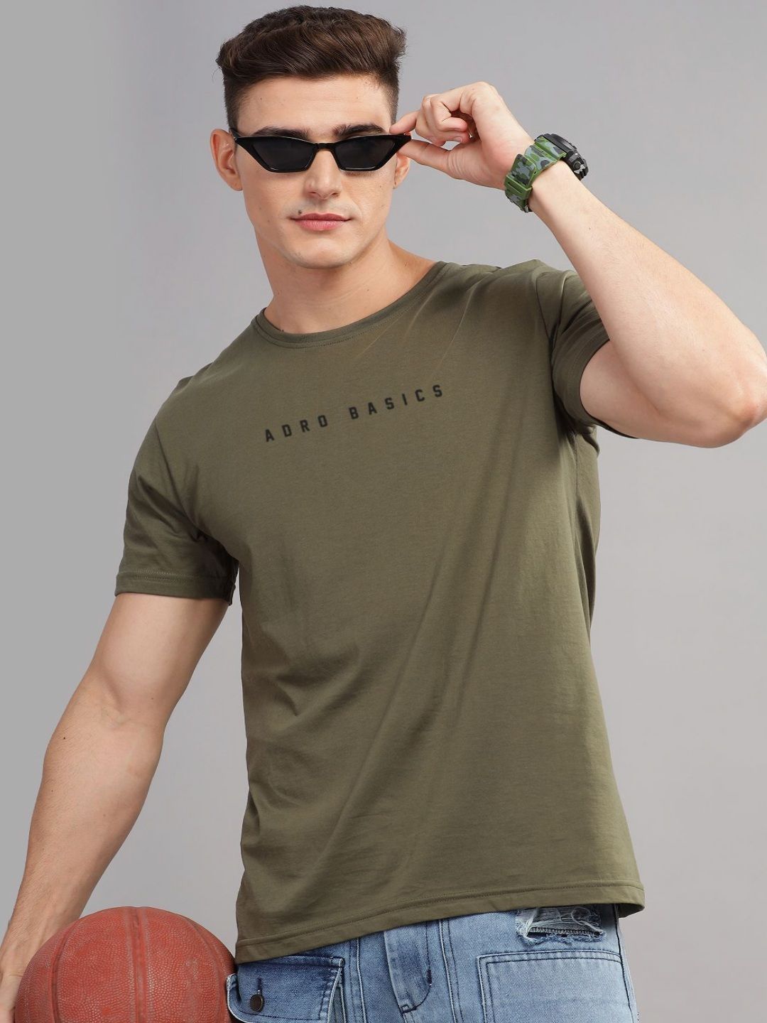ADRO Men Typography Raw Edge T-shirt