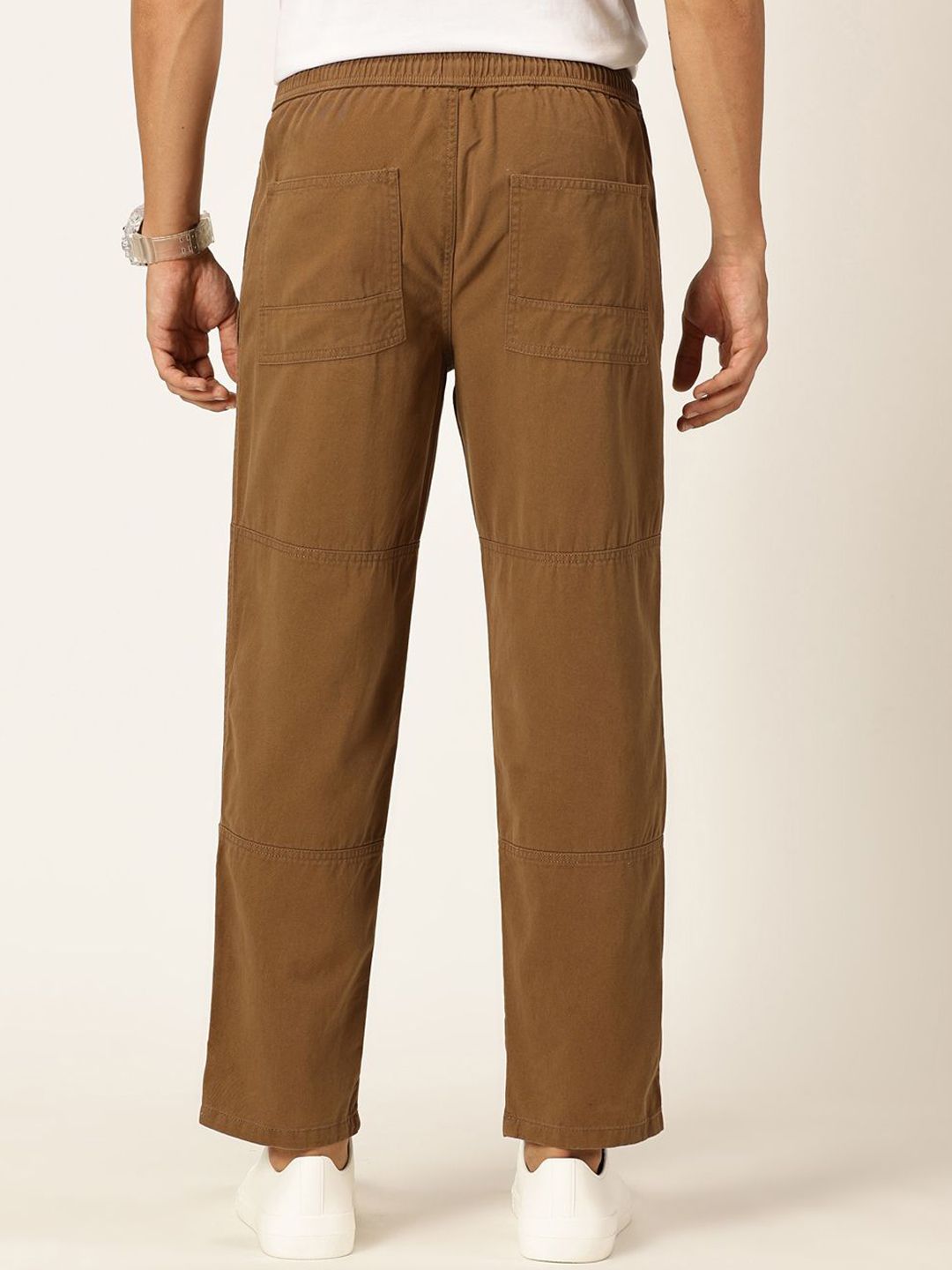 Thomas Scott Men Relaxed Loose Fit Mid-Rise Pure Cotton Trousers