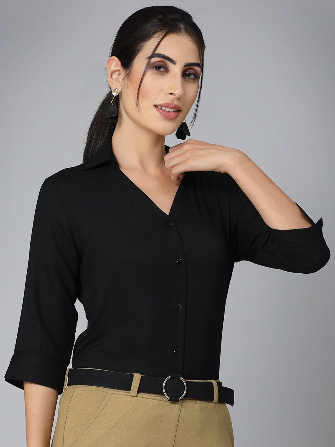 Style Quotient Black Smart Regular Fit Formal Shirt
