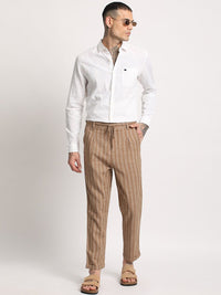 THE BEAR HOUSE Men Striped Tapered Fit Trousers