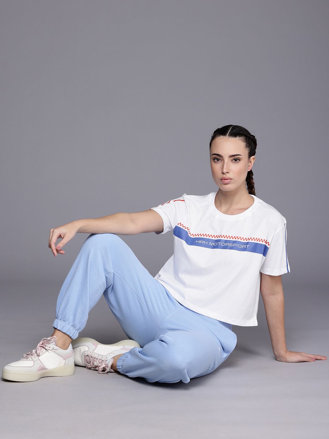 HRX by Hrithik Roshan HRXGT Brand Logo Printed Drop-Shoulder Lifestyle Relaxed Fit T-shirt