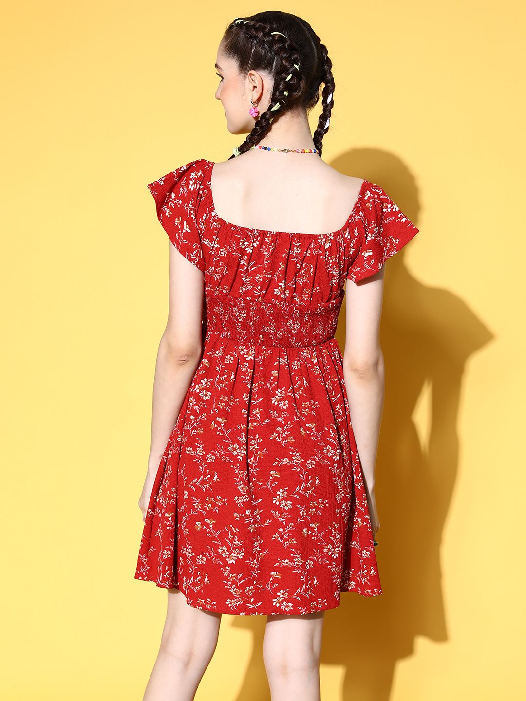 Berrylush Women Red Floral Vacay Attire