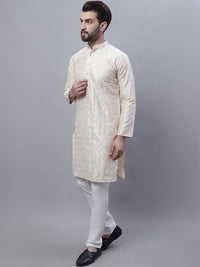 SOJANYA Embroidered Mandarin Collar Kurta with Pyjamas & Nahru Jacket