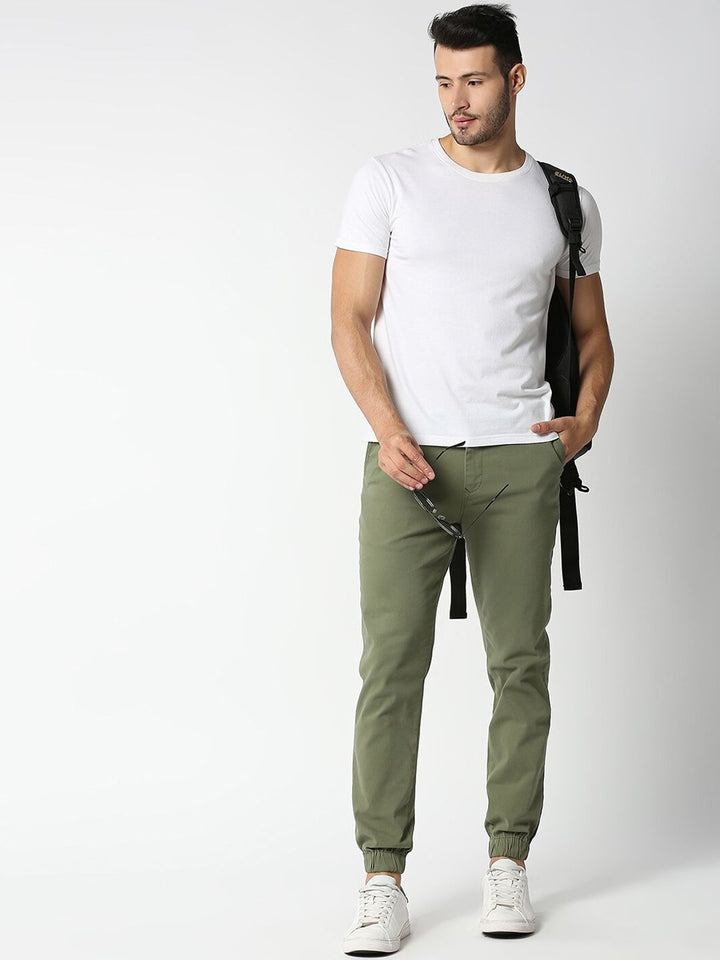 Thomas Scott Men Olive Green Joggers Trousers