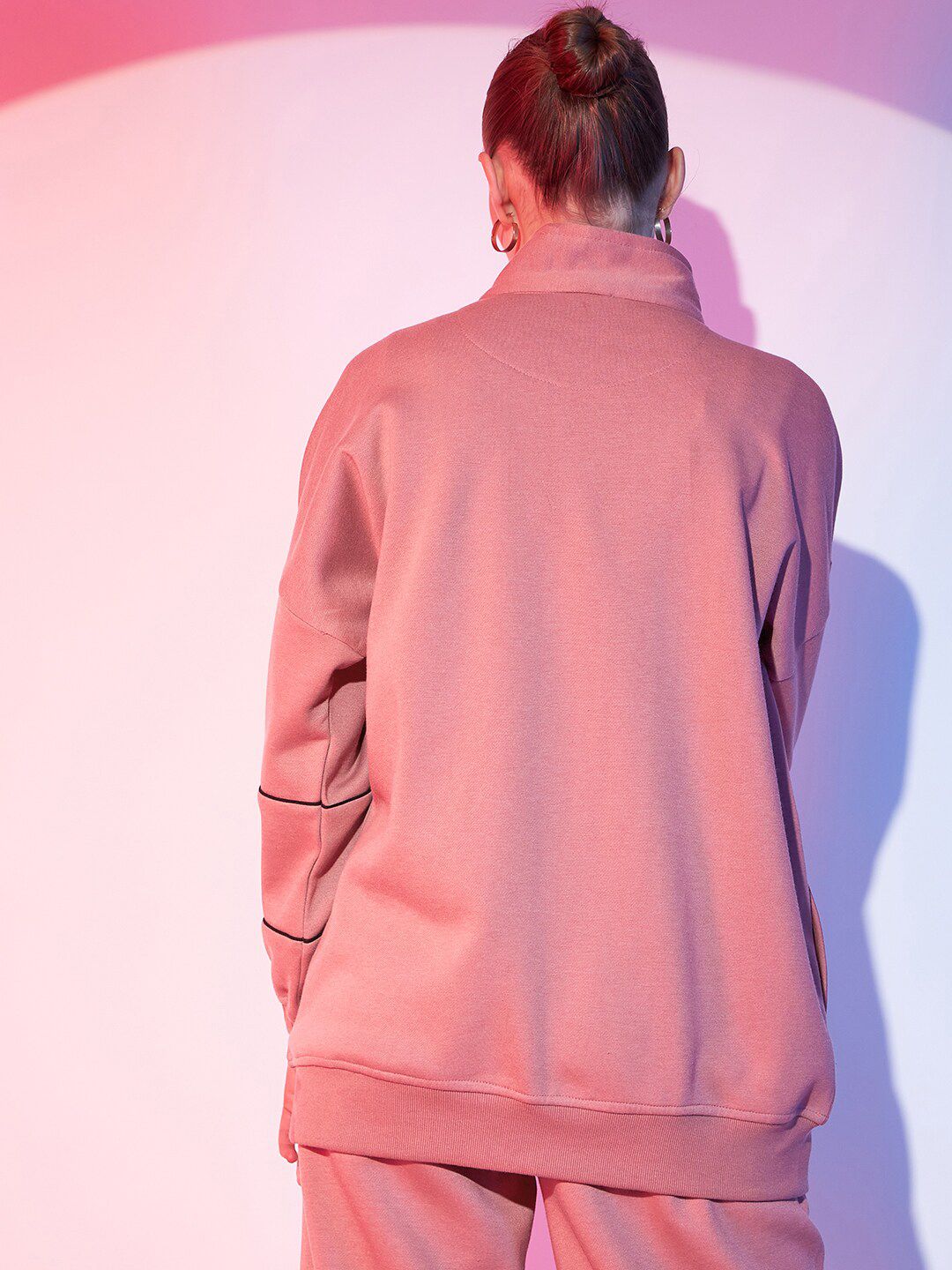 STREET 9 High Neck Half Zipper Fleece Pullover Sweatshirt