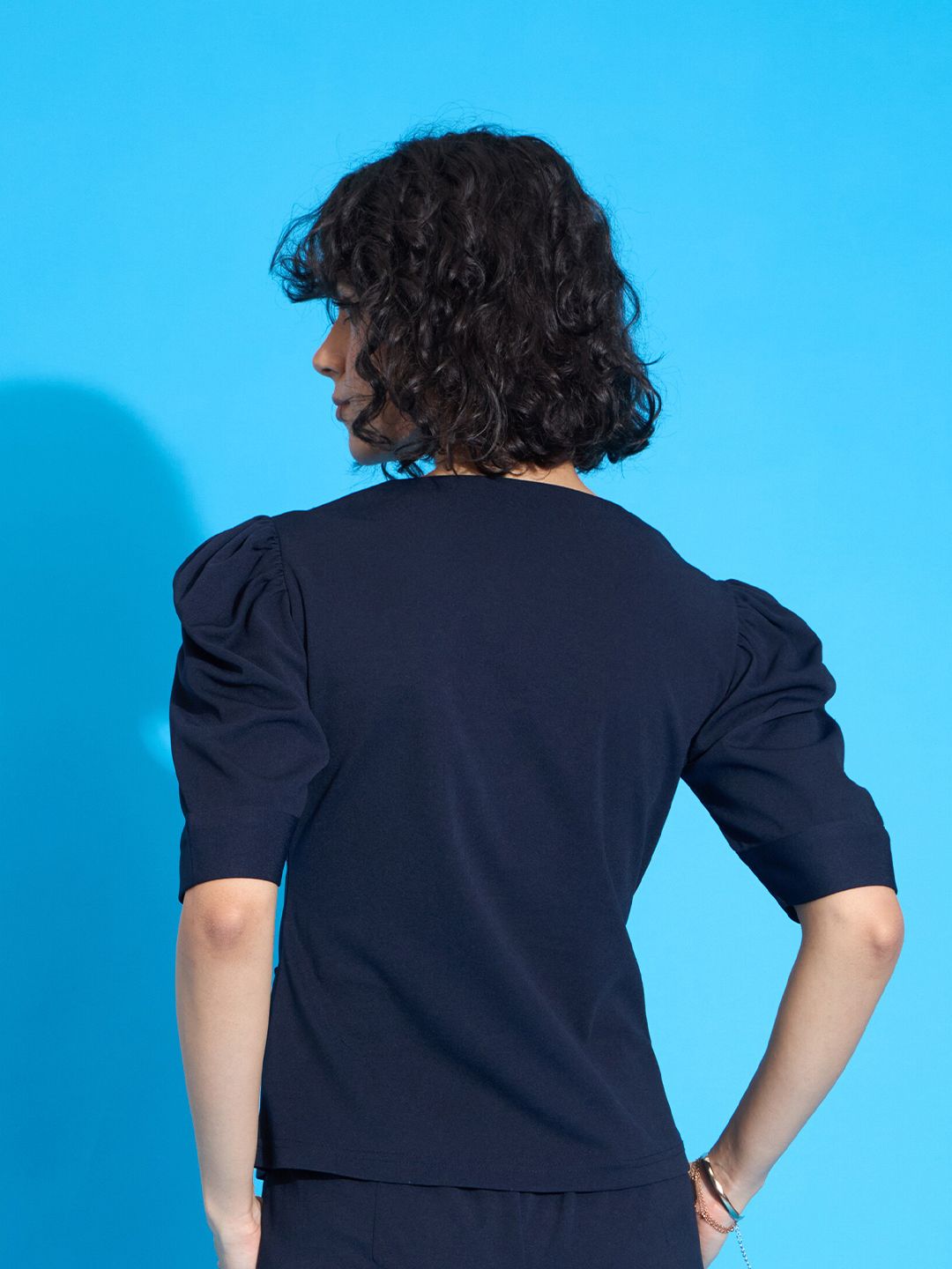 SASSAFRAS worklyf Sweetheart Neck Puffed Sleeves Top