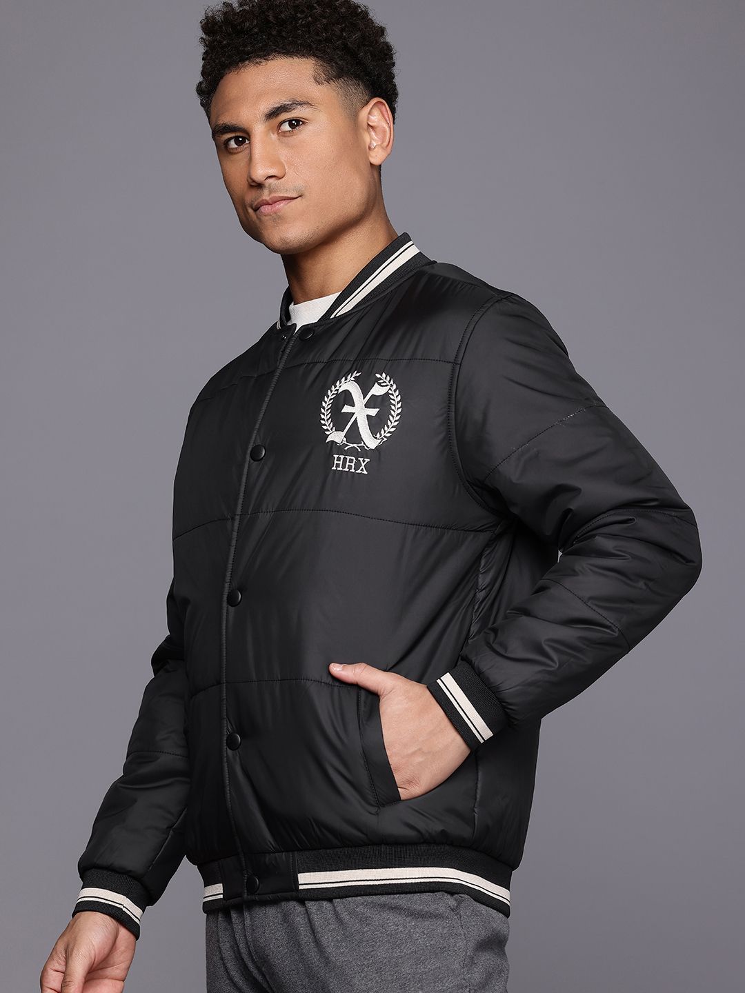 HRX by Hrithik Roshan Brand Logo Print Longline Padded Jacket