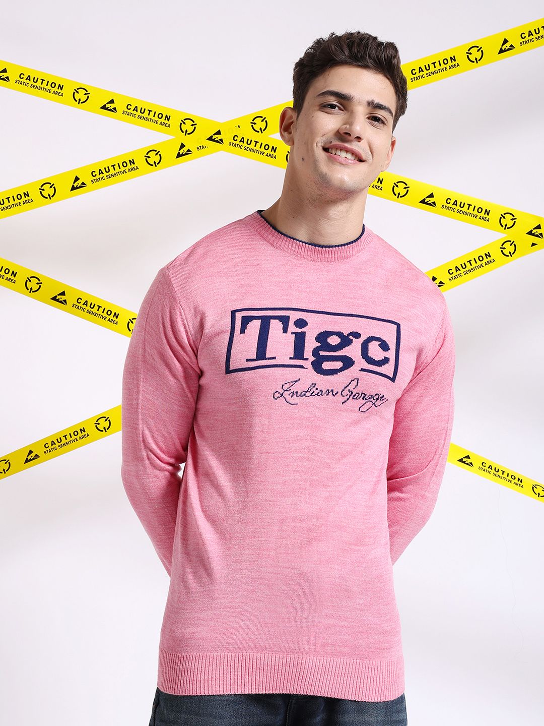The Indian Garage Co Typography Printed Pullover Acrylic Sweater