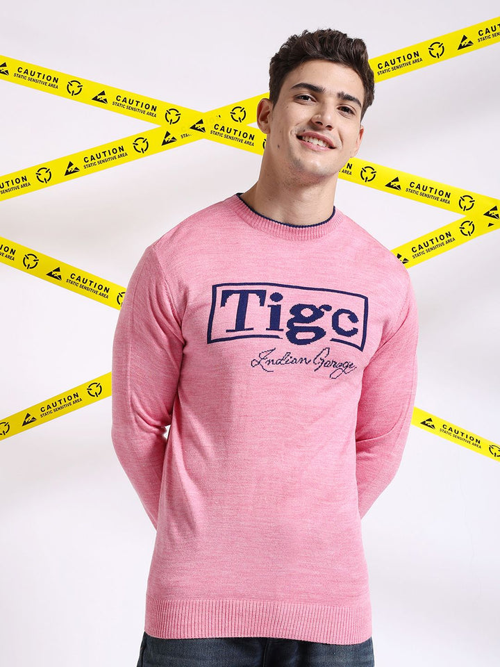 The Indian Garage Co Typography Printed Pullover Acrylic Sweater