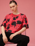 DressBerry Mickey Mouse Printed Drop-Shoulder Sleeves Relaxed Fit Pure Cotton T-shirt