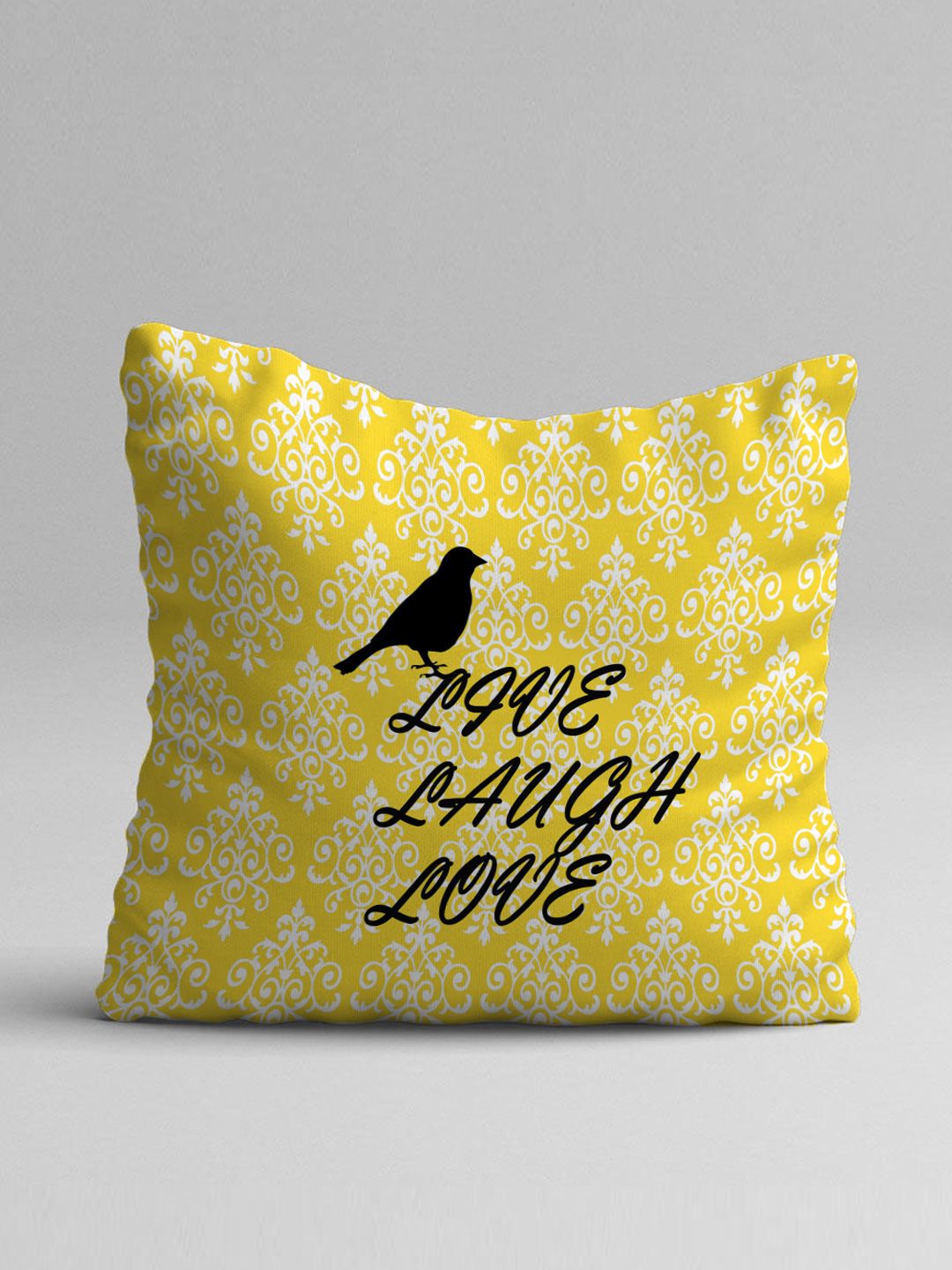 STITCHNEST Yellow & Grey Set of 2 Ethnic Motifs Square Cushion Covers