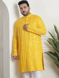 SOJANYA PLUS Geometric Embroidered Sequinned Mandarin Collar Cotton Straight Kurta