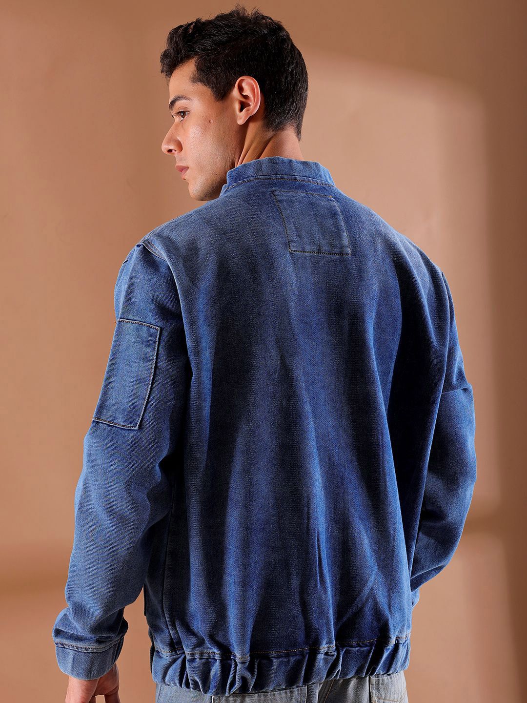The Indian Garage Co Men Washed Outdoor Denim Jacket with Embroidered