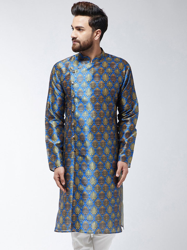 SOJANYA Men Blue & Beige Printed Straight Kurta